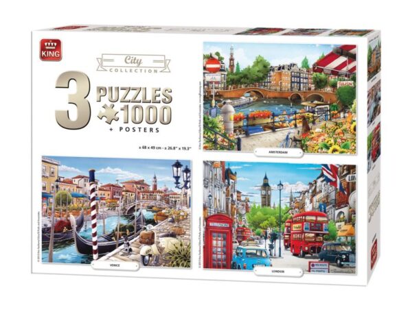 3 In 1 1000 Piece Jigsaw Puzzles & Posters - City Collection - 05205