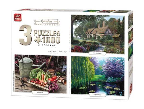 3 In 1 1000 Piece Jigsaw Puzzles & Posters - Garden Collection - 05207