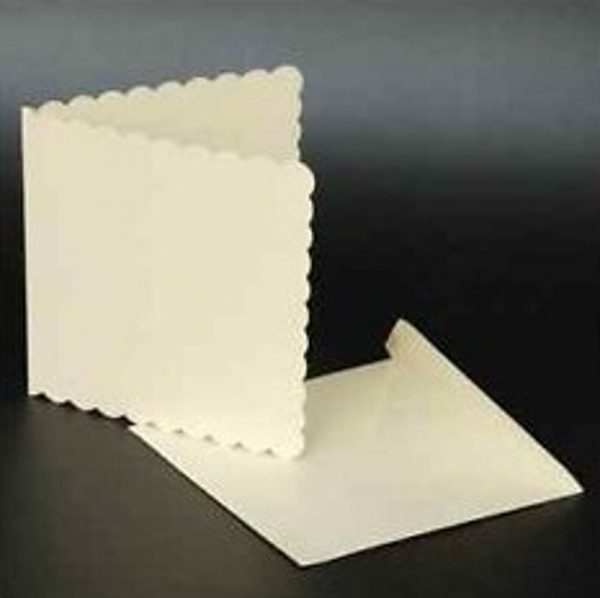 50 Scalloped Blank Ivory Cards & Envelopes 270gsm Card Making 1011