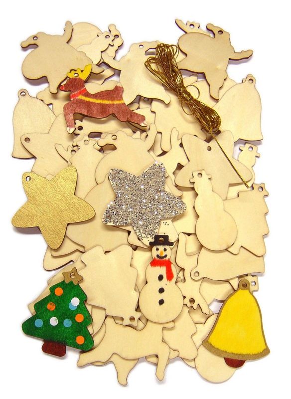 Collection Of Fifty Wooden Christmas Decorations - 120CHR-50