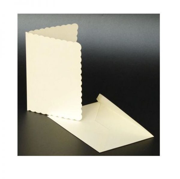 25 7x7 Ivory Scallop Edge Cards & Envelopes 300gsm Card Making 1077