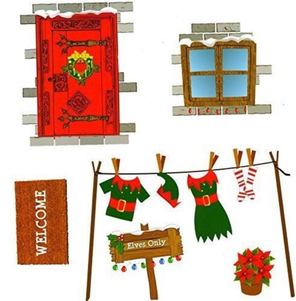 Reuseable Indoor Elf House Christmas Wall Stickers 524033
