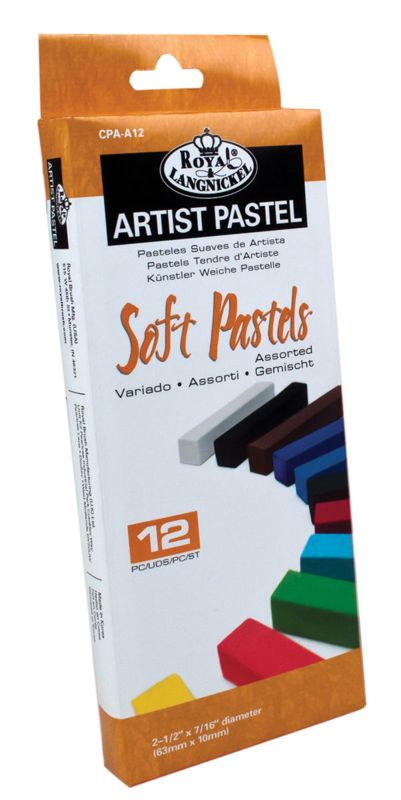 Pk Of 12 Assorted Soft Pastels Artist Quality Colour Pigment Cpa-12