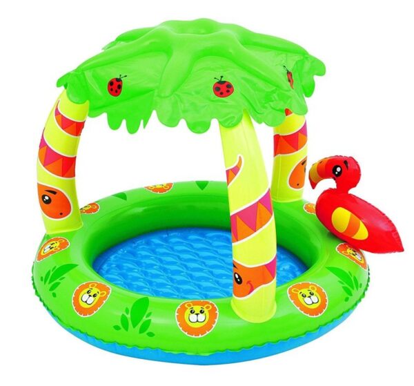 Small Inflatable Jungle Paddling Pool With Shade 52179