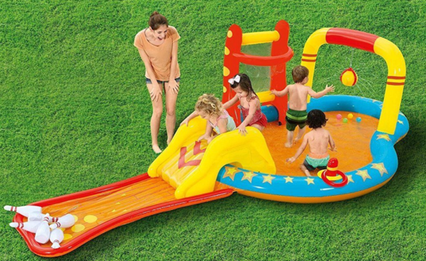 Inflatable Paddling Pool Water Play Centre With Bowling & Water Slide 53068