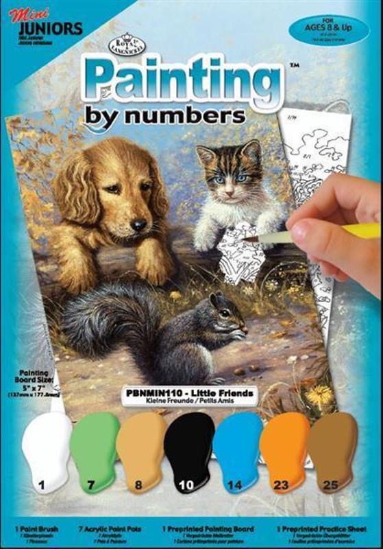 A5 Mini Painting By Numbers Kit - Little Friends Pbnmin110