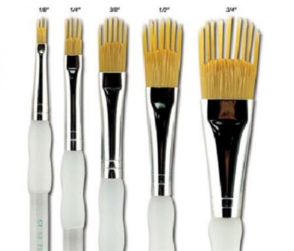 Set Of 5 Artist Aqualon Wisp Watercolour Paint Brushes - Filbert