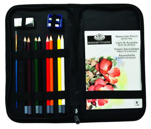 Watercolour Pencil Drawing Set With Pad In Zip-up Carry Case