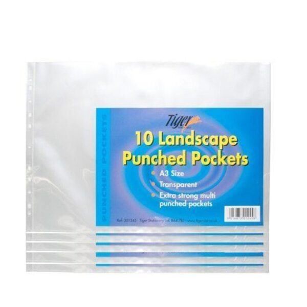 10 Strong A3 Clear Poly Pocket Punched Landscape Wallet Insert - 301245