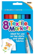 8 Non Toxic Coloured Bullet Tip Textile Fabric Pens