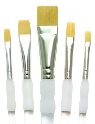 Set Of 5 Soft Grip Artist Paint Brush Set - Flat Shader Set 304