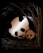 Panda And Baby Copper Regular Size Engraving Art Scraperfoil