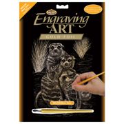 Meerkats Gold Foil Regular Size Engraving Art Scraperfoil