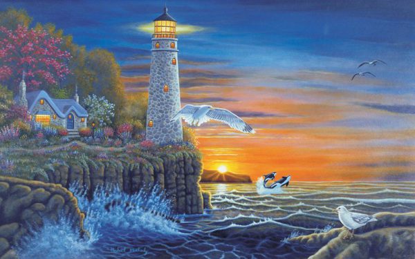 A3 Large Painting By Numbers Kit - Guiding Lighthouse And Eagles Pal27
