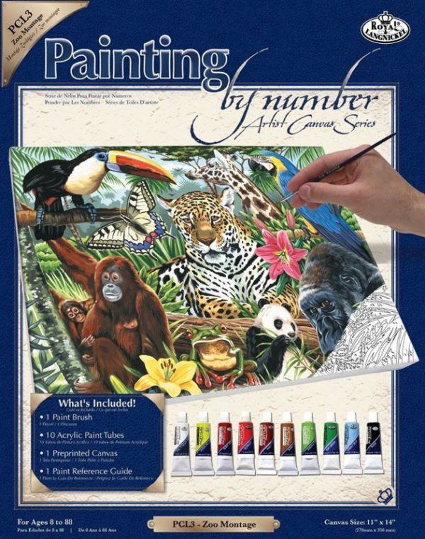 A3 Large Painting By Numbers Kit - Zoo Animals PCL3