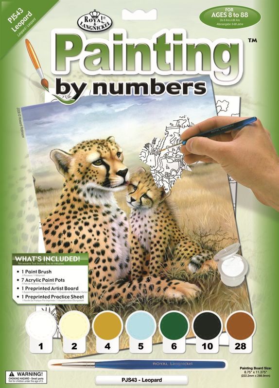 A4 Painting By Numbers Kit - Leopard Pjs43