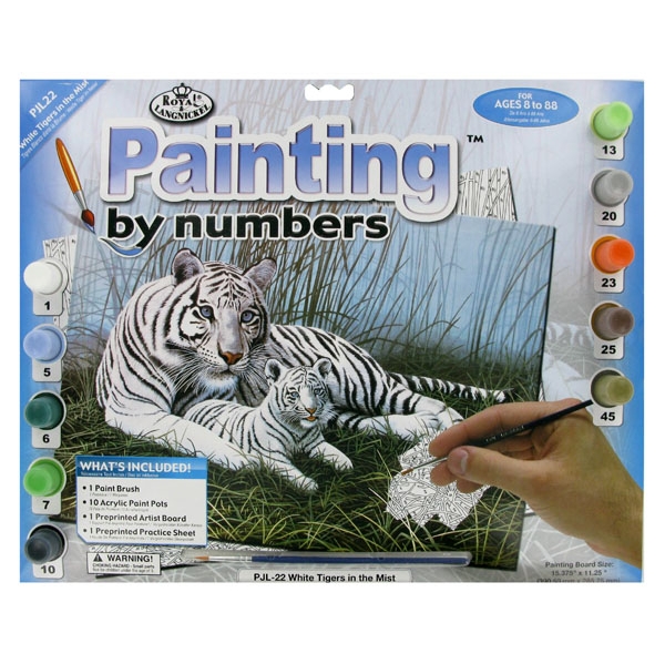 A3 Painting By Numbers Kit - White Tigers In The Mist Pjl22