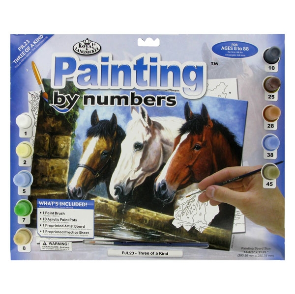 A3 Painting By Numbers Kit - Three Of A Kind Race Horses Pjl23