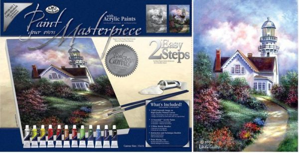 Large Deluxe Canvas Painting By Greyscale Kit - Cape Elizabeth Pom-set1