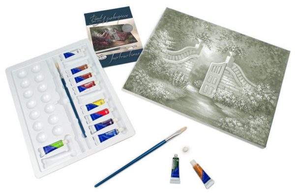 A3 Deluxe Canvas Painting By Greyscale Kit - Garden Gate Pom-set12