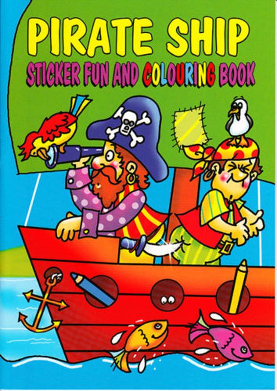 A4 Size Pirate Sticker And Colouring Book Green - 4015-SPL1