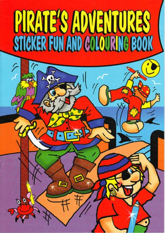 A4 Size Pirate Sticker And Colouring Book Red - 4015-SPL3