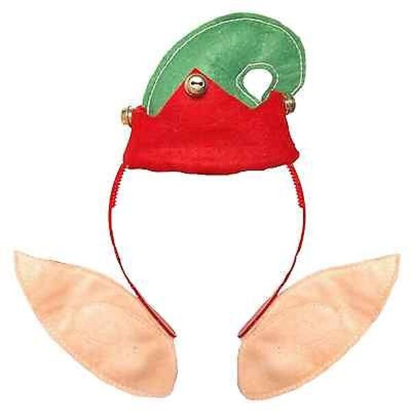 Christmas Elf Headband With Ears & Bells Headbopper Fancy Dress - 53617