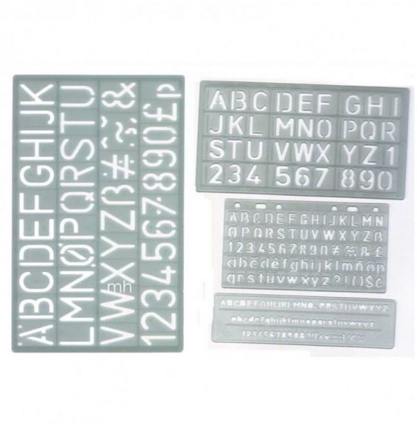 Set Of Four Lettering Stencils With Alphabet And Numbers - LST/2