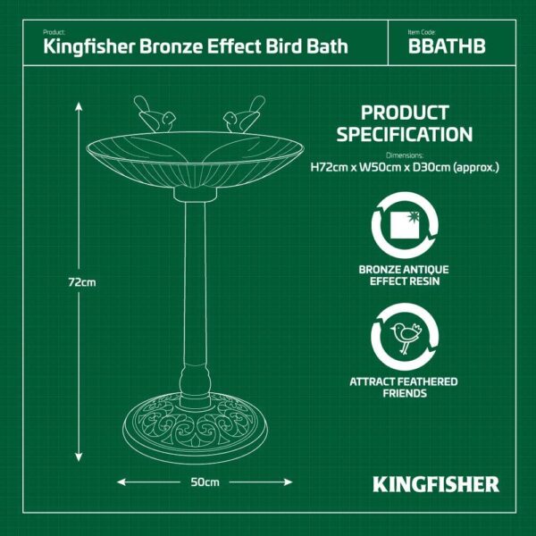 Bronze Effect Plastic Bird Bath