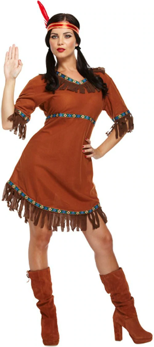 Ladies Indian Squaw Fancy Dress Costume