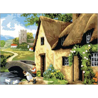A3 Painting By Numbers Kit - Cottage By The River PAL14