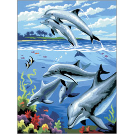 A4 Painting By Numbers Kit - Dolphins Jumping PJS24