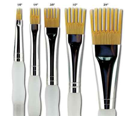 Set Of 5 Artist Aqualon Wisp Watercolour Paint Brushes - Flats