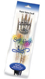 Set Of 5 Soft Grip Artist Paint Brush Set - Round Set 303