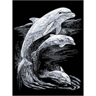 Dolphins Silver Regular Size Engraving Art Scraperfoil