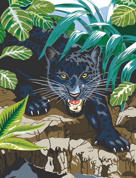 A4 Painting By Numbers Kit - Black Leopard Pjs42