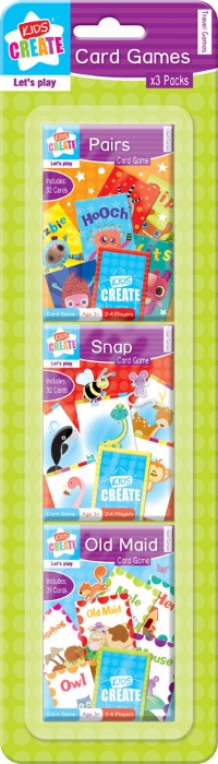 3 PACKS OF CHILDRENS ASSORTED CLASSIC CARD TRAVEL GAMES SNAP PAIRS OLD MAID CARG 