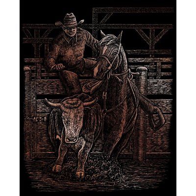 A4 Copper Engraving Art Scraper Foil Kit - Cowboy Rodeo