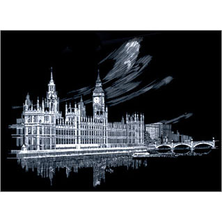 Big Ben Parliament Silver Foil Large Size Engraving Art Scraperfoil