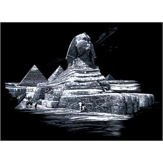 Egyptian Sphinx Silver Foil Large Size Engraving Art Scraperfoil