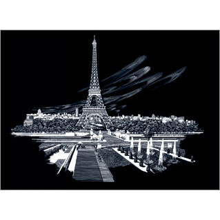 Eiffel Tower Silver Foil Large Size Engraving Art Scraperfoil