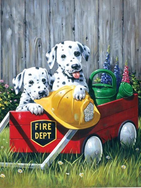 A4 Painting By Numbers Kit - Fire Wagon Puppies Pjs46
