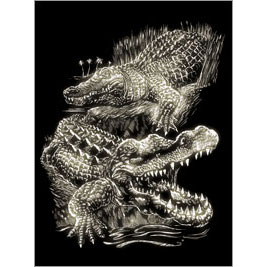 Crocodiles Glow In The Dark Foil Engraving Art Scraperfoil
