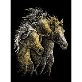Horses Gold Foil Regular Size Engraving Art Scraperfoil