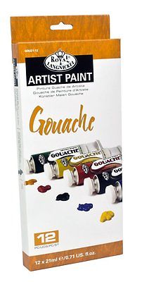 Royal Langnickel 12 X 21ml Tubes Artist Gouache Colour Paints