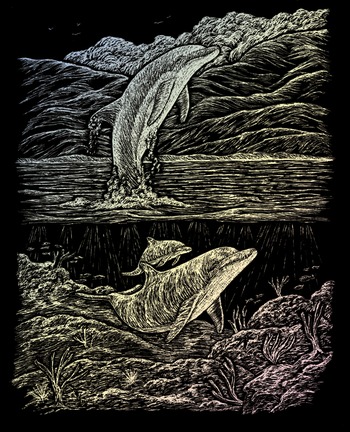 Dolphin Cove Holographic Foil Regular Size Engraving Art Scraperfoil