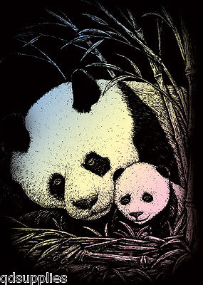 Mini A5 Holographic Engraving Art Scraper Foil Kit - Bamboo Pandas Holo104