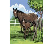 A4 Painting By Numbers Kit - Mare And Foal Pjs21