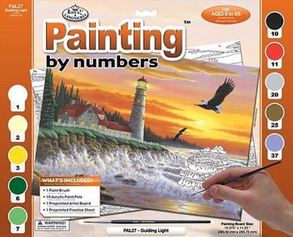 A3 Large Painting By Numbers Kit - Guiding Lighthouse And Eagles Pal27