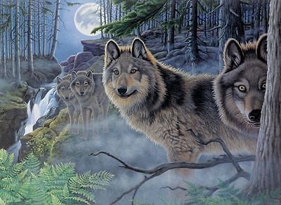 A3 Painting By Numbers Kit - Mystical Moonlight Wolves Pal39